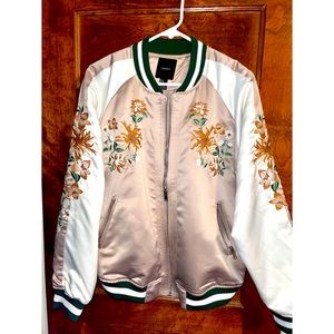Floral  Embroidered Bomber Jacket